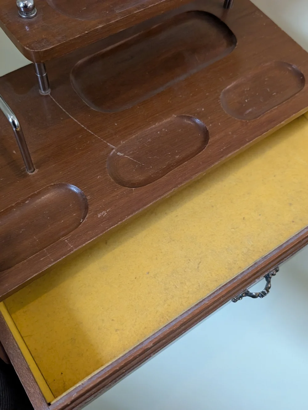 Wooden Desk Organizer with Raised Shelf and Drawer Jewelry Box - Picture 8 of 10
